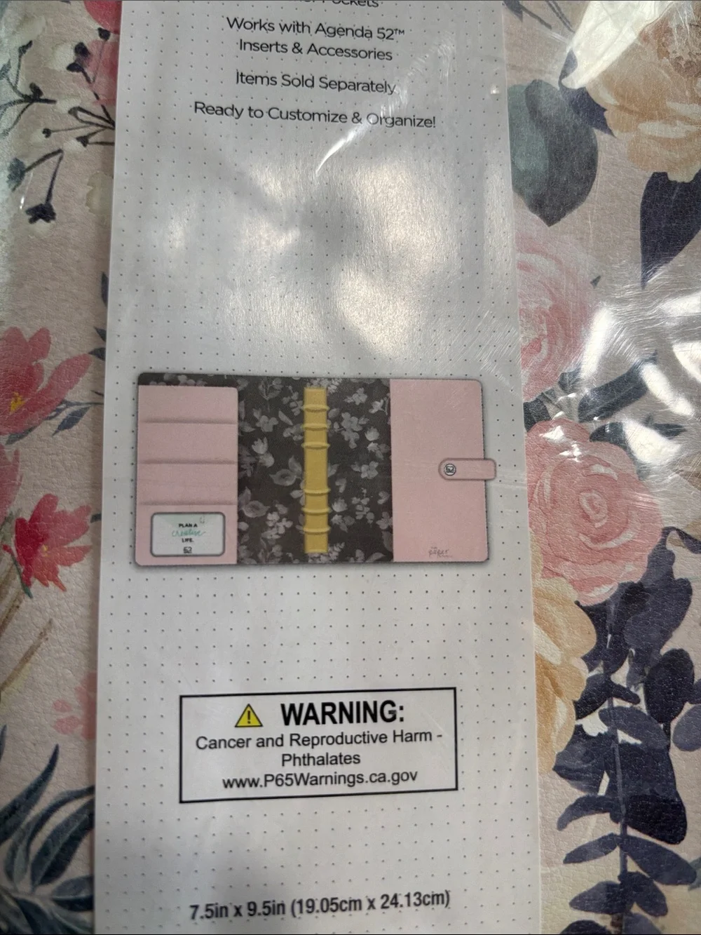Agenda 52 Floral 6-Ring Planner Binder - Pink & Cream